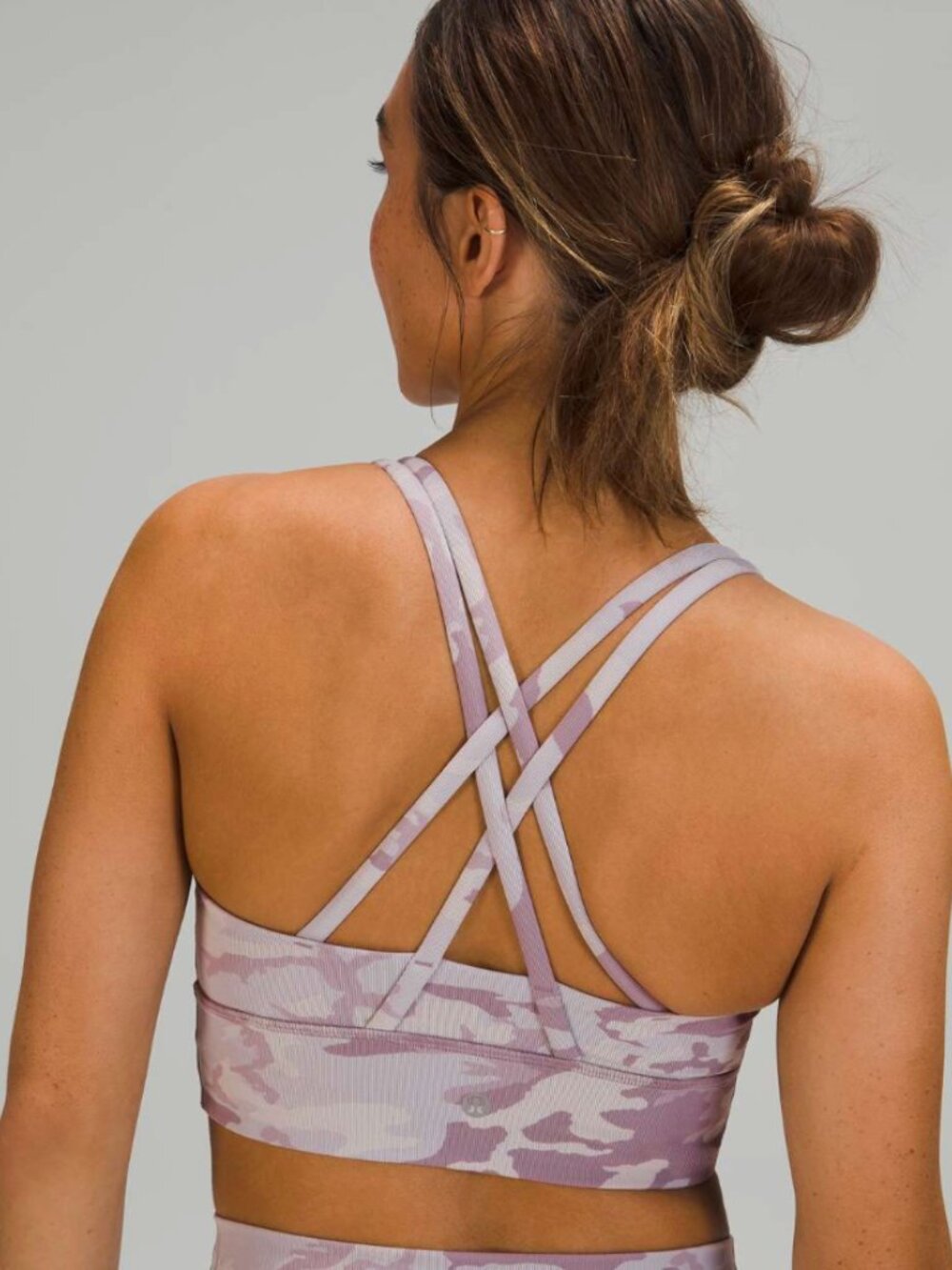 Lululemon Energy Bra Long Line Ribbed W2CJMS Camo Jacquard Violet Verbana - 8